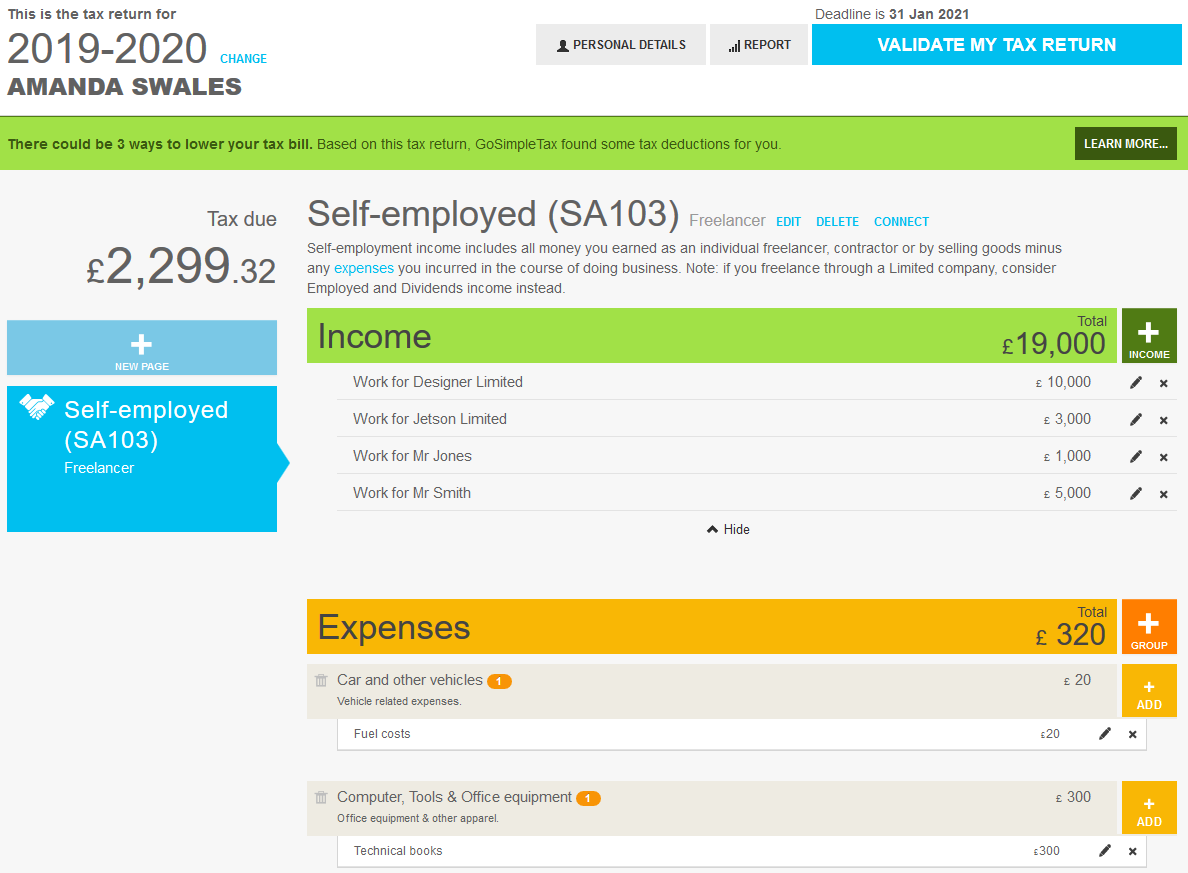 Self-Assessment Tax Return Calculator and Submission Tool